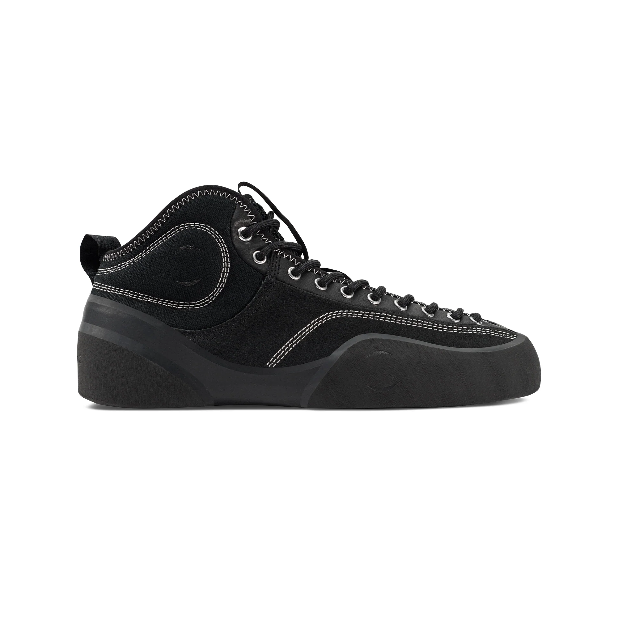 “1.00 PM MID” LEATHER/SUEDE/CANVAS SHOES (BLACK/NATURAL BLACK)