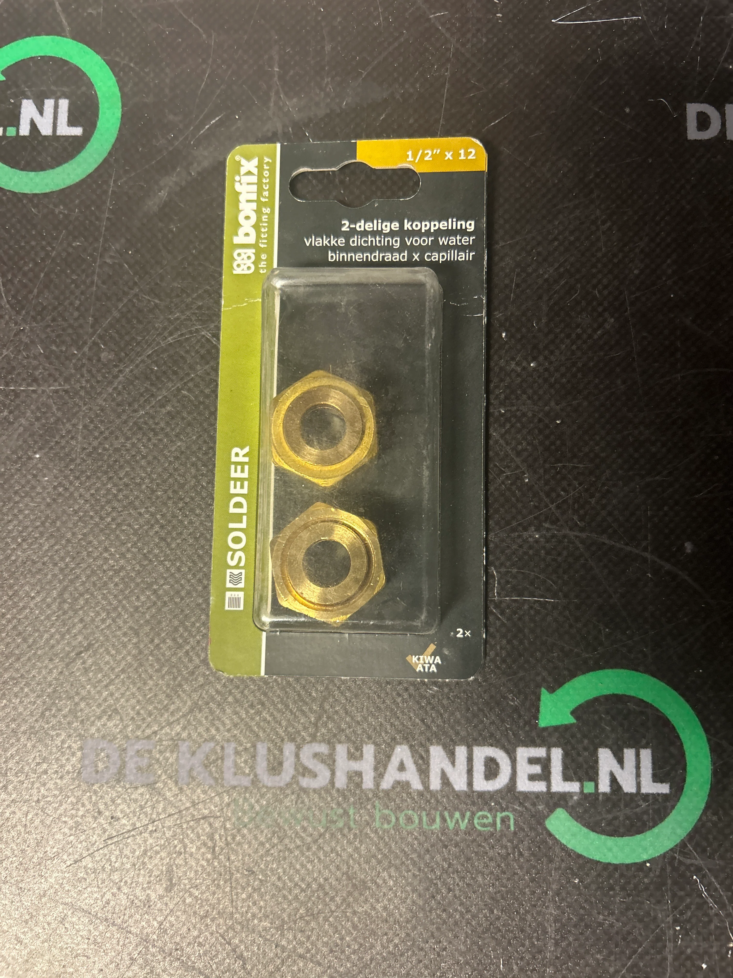 Bonfix soldeer 2-delige koppeling vlakke dichting voor water binnendraad x capillair 1/2×12