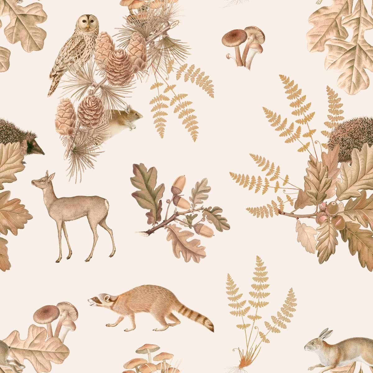 ‘Autumn Forest with animals ‘ Behang