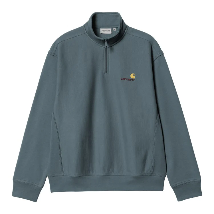 “AMERICAN SCRIPT” HALF ZIP SWEATER (OFFICE BLUE)