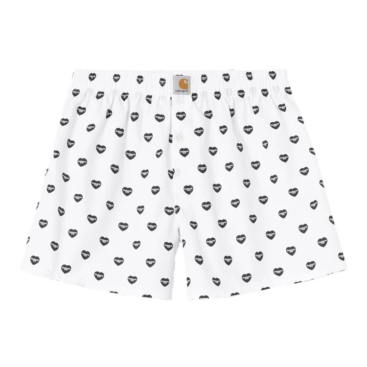 “COTTON” POPLIN BOXER SHORTS (HEART PRINT/WHITE)