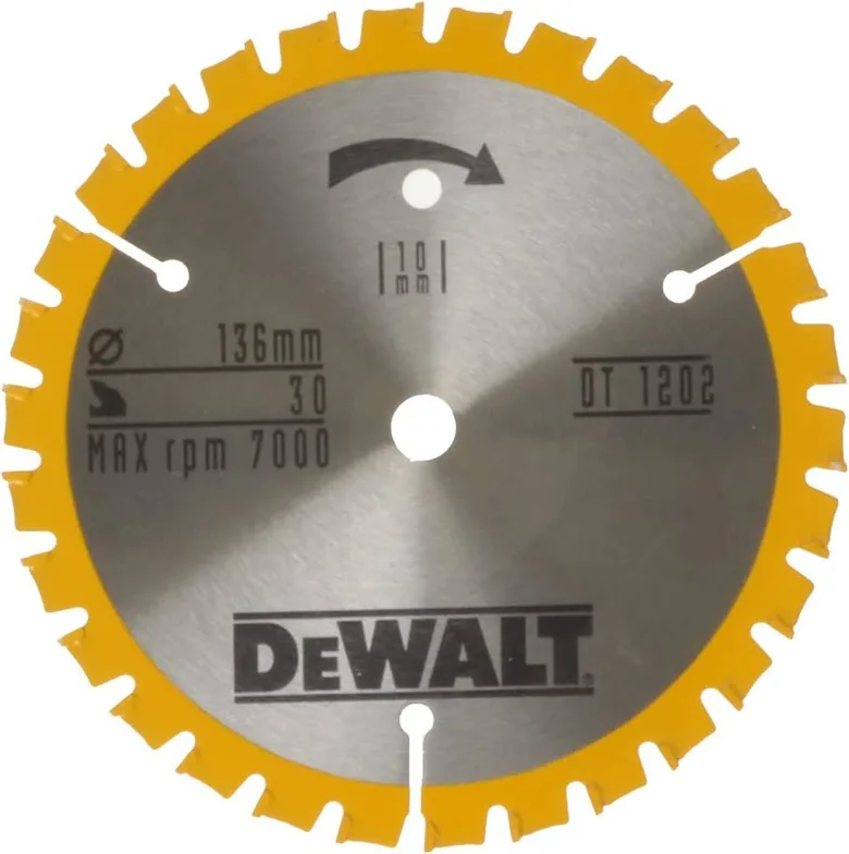 DeWALT Cirkelzaagblad voor hout Ø 136mm Asgat 10mm 24T – DT1201