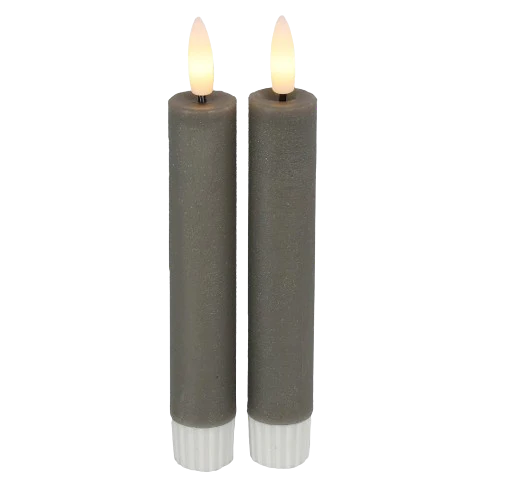 Led dinerkaars kiezelgrijs 15 cm | Vintage & More