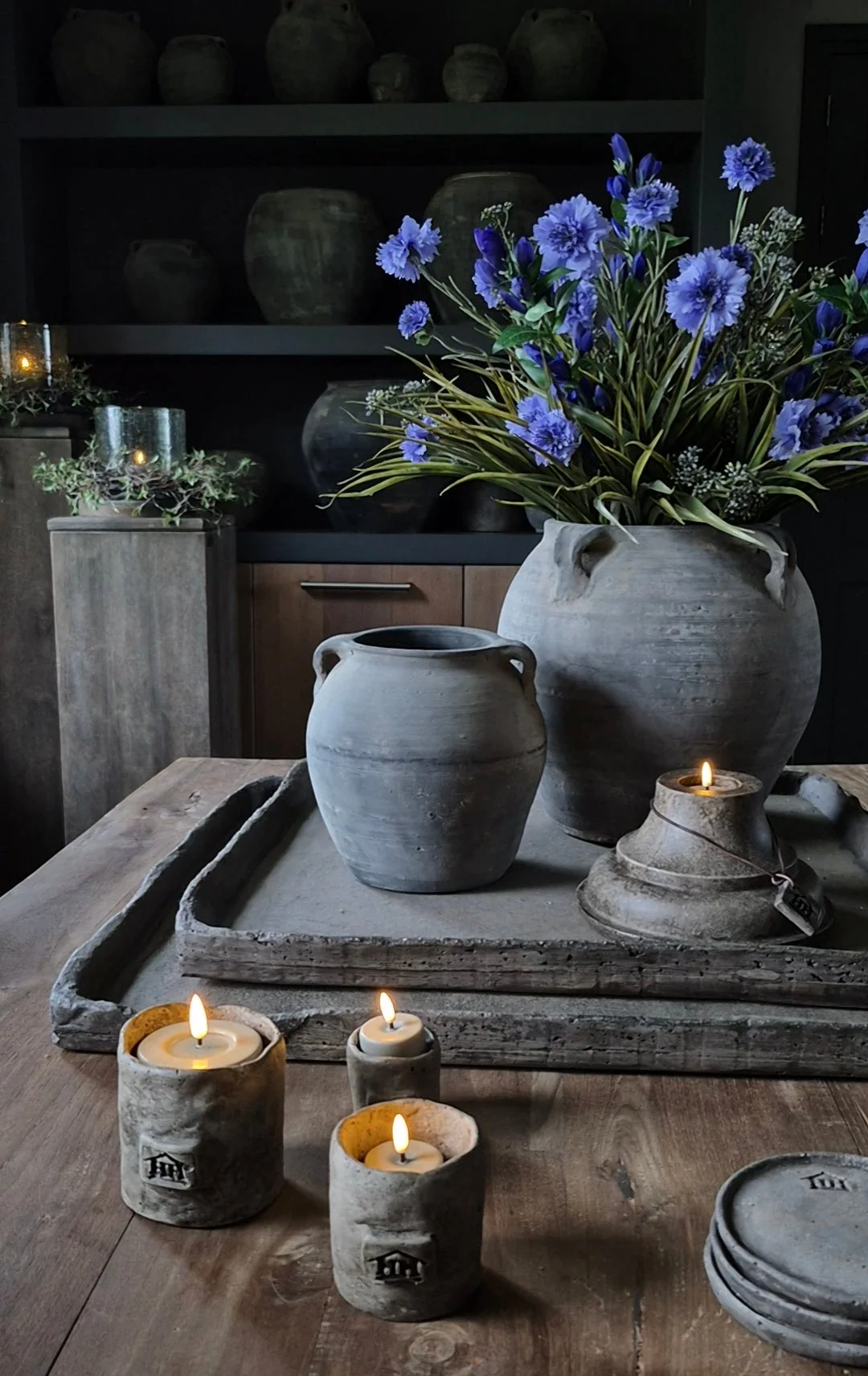 Kunstbloemen boeket groen blauw – gebonden