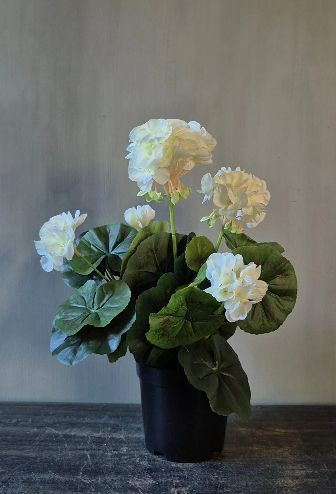 Geranium kunstplant wit in binnenpot – 33 cm
