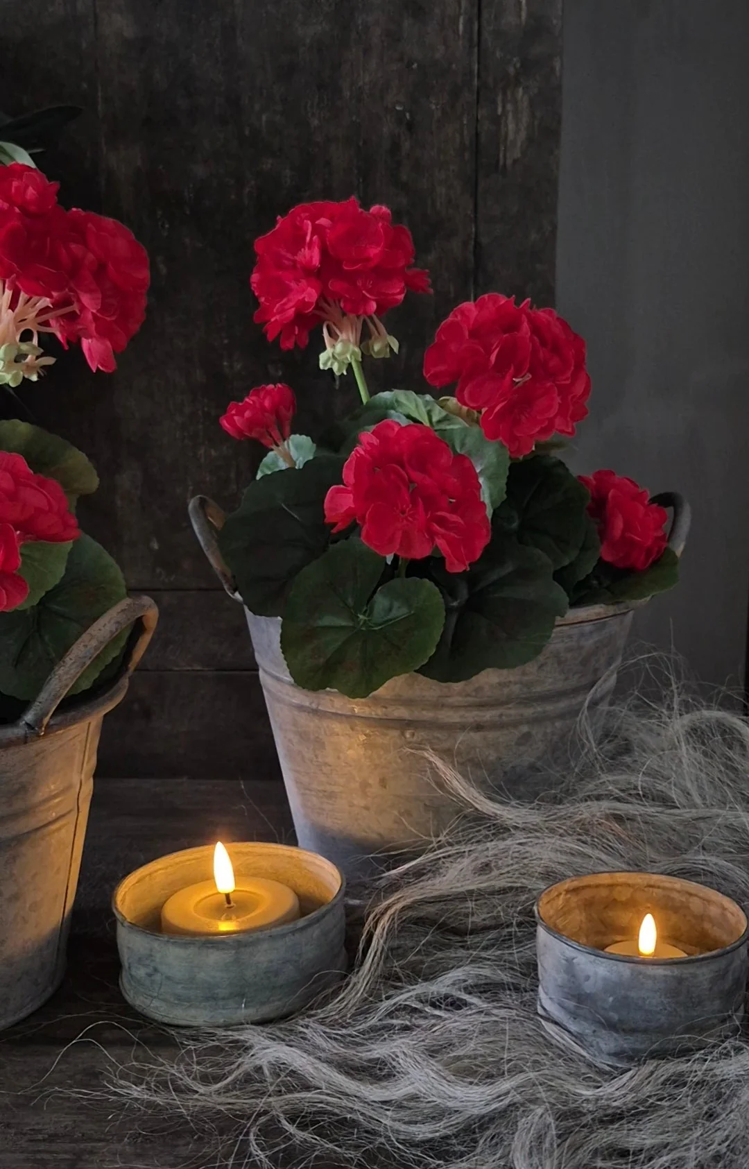 Geranium kunstplant rood in binnenpot – 33 cm