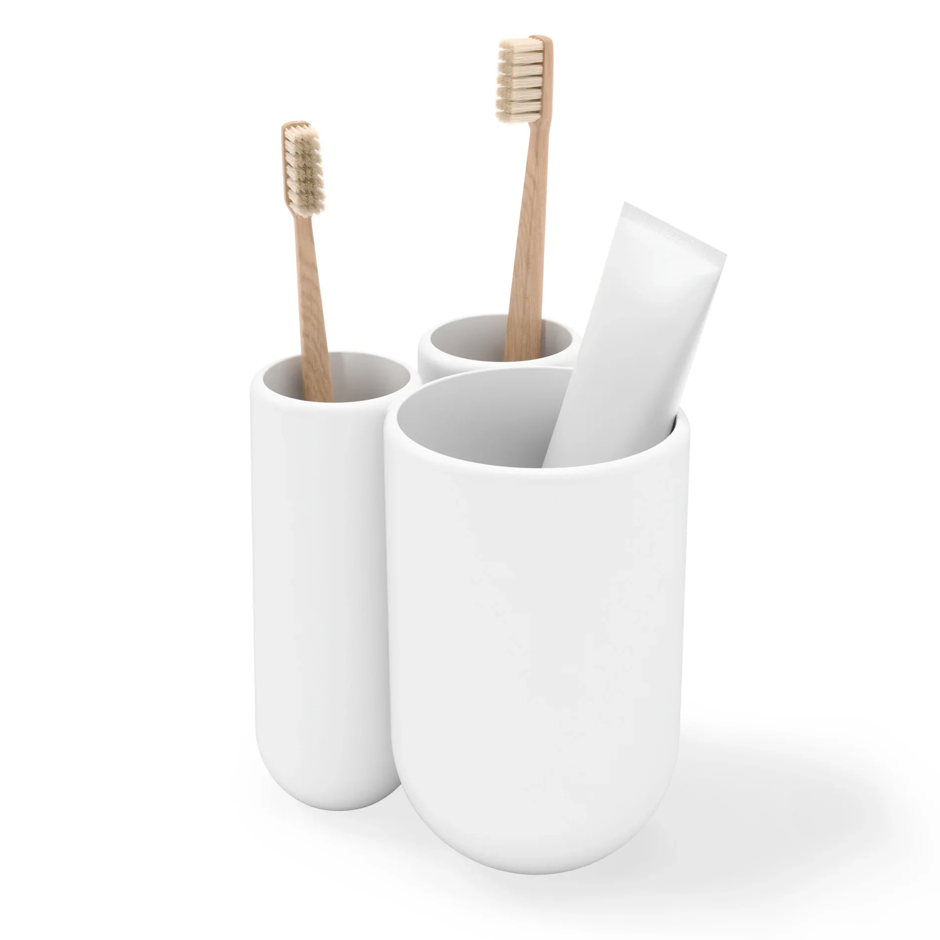 UMBRA Touch Tandenborstelhouder – Wit – 3-vaks – Soft-touch