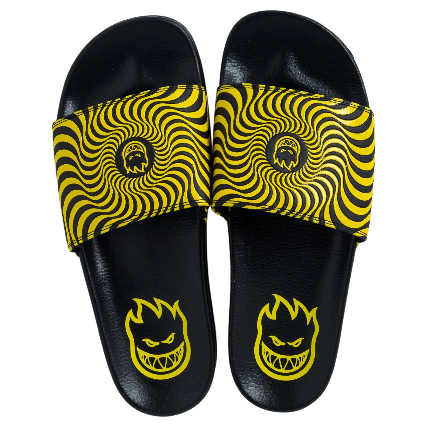 “BIGHEAD SWIRL” SLIDES (BLACK/YELLOW)