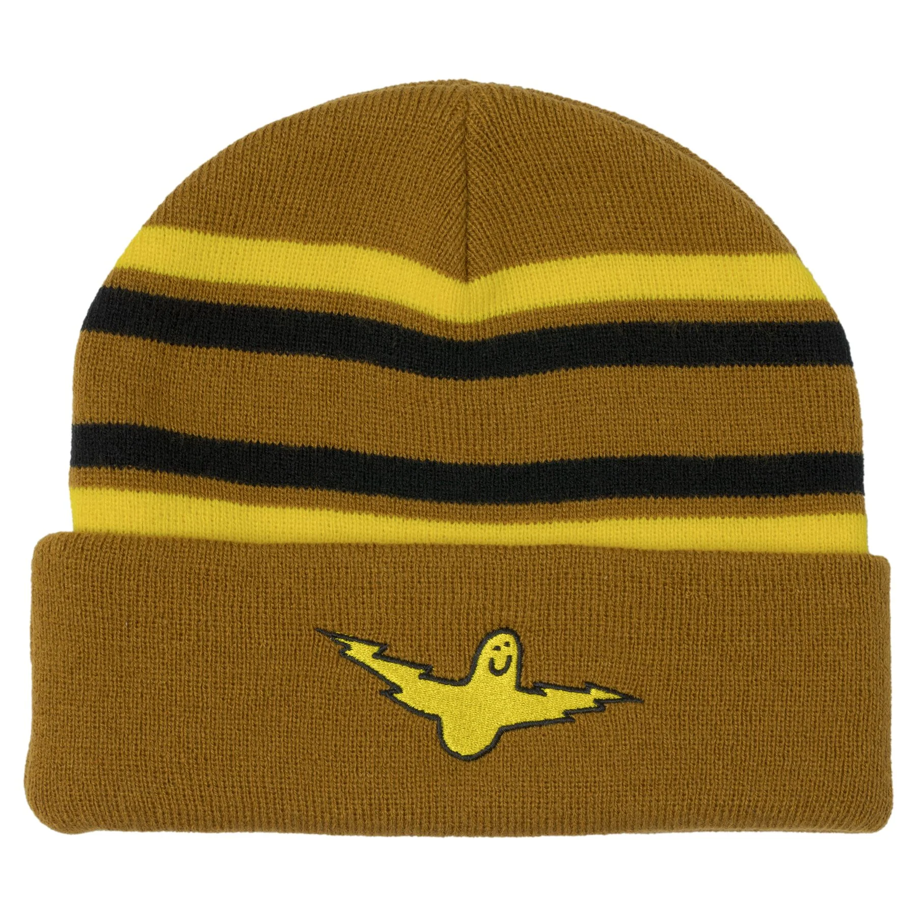 “BIRD LIGHTENING” CUFF BEANIE (TAN/YELLOW/BLACK)
