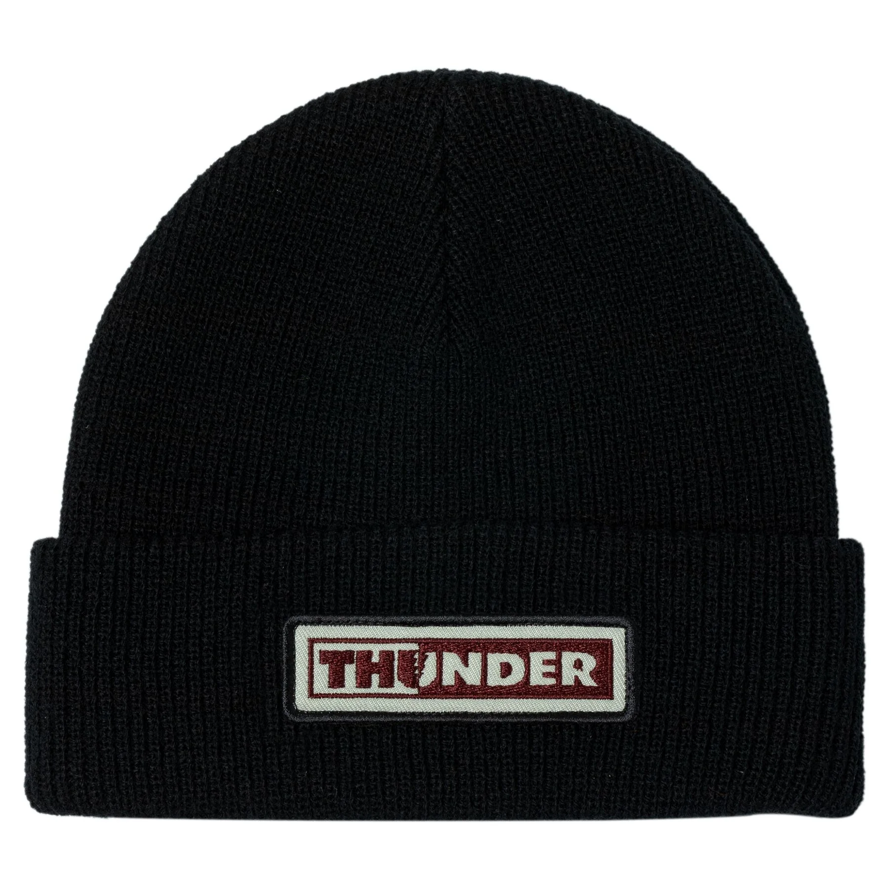 “BOLTS PATCH” CUFF BEANIE (BLACK/MAROON/GREY)