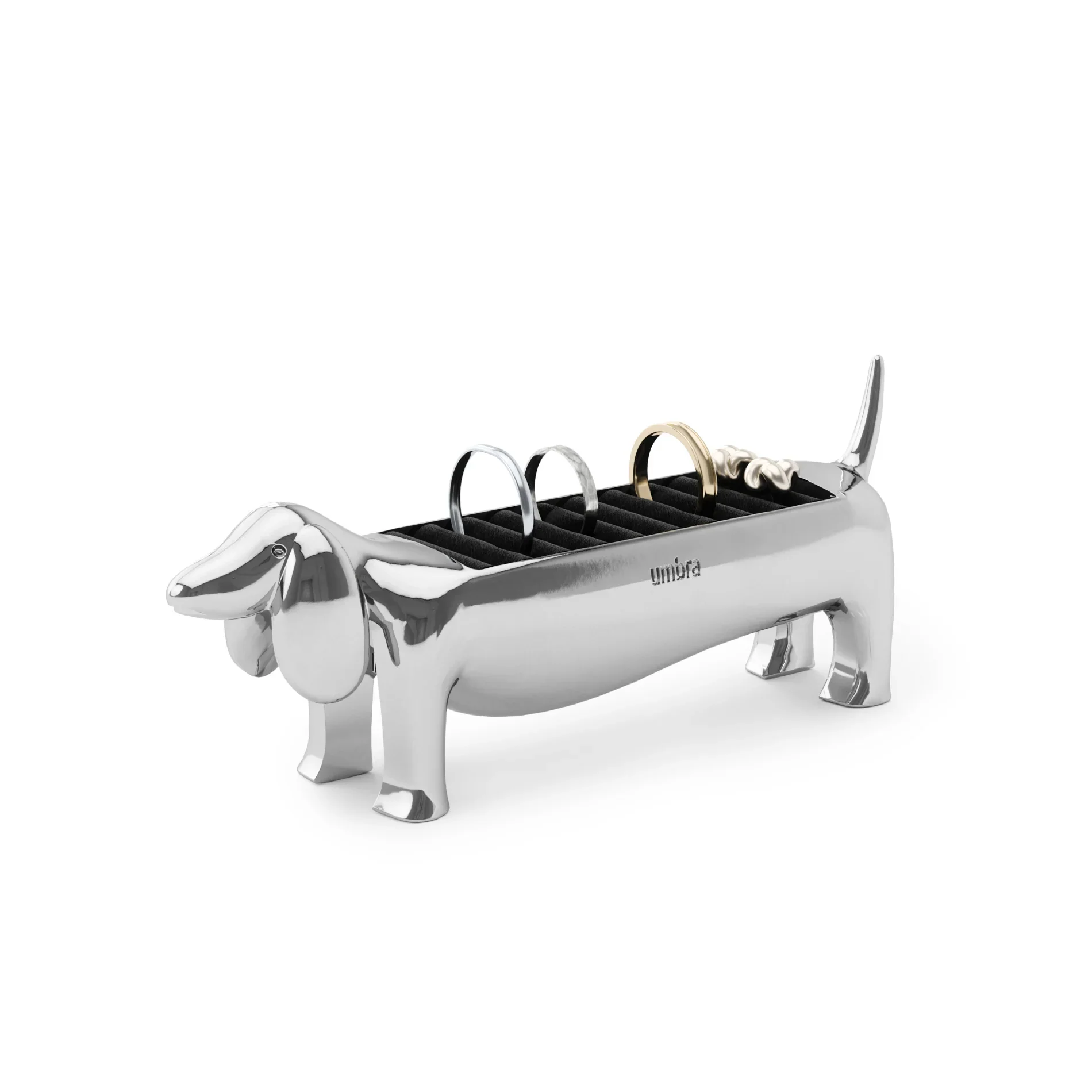 Umbra Dachsie Ringhouder – Zilverkleurig (Chrome) – Teckel Sieradenhouder – Metaal
