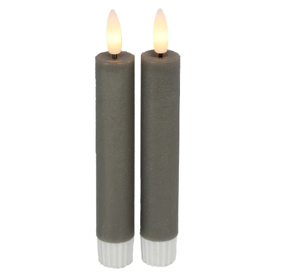 Countryfield – Grijze dinerkaarsen met afstandsbediening – 15 cm