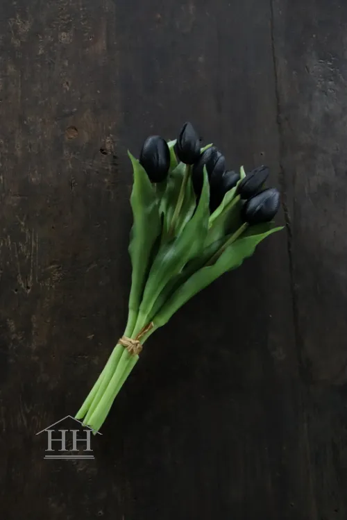 Kunst tulpenbundel zwart – 30 cm