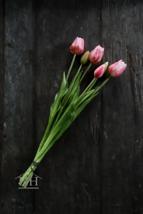 Lange kunst tulpen gevlamd roze – 47cm
