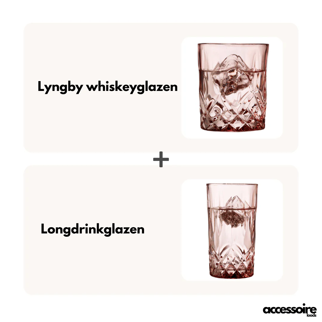 Lyngby Longdrinkglazen – Lyngby whiskeyglazen – set – Roze