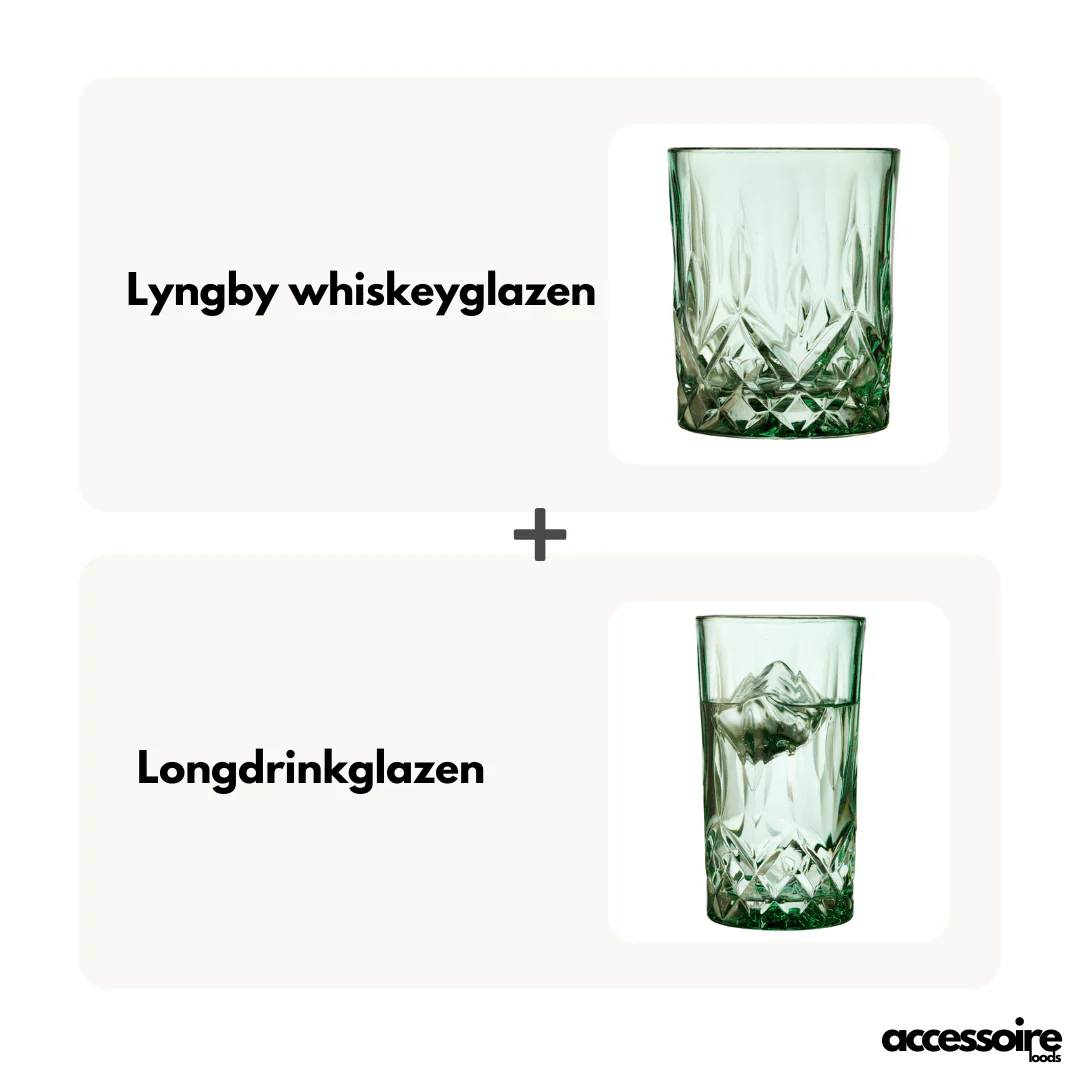 Lyngby Longdrinkglazen – whiskeyglazen – Set van 2 – Groen