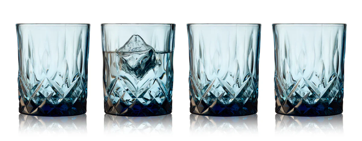 Lyngby Glas Sorrento Whiskyglazen Blauw – 4 stuks