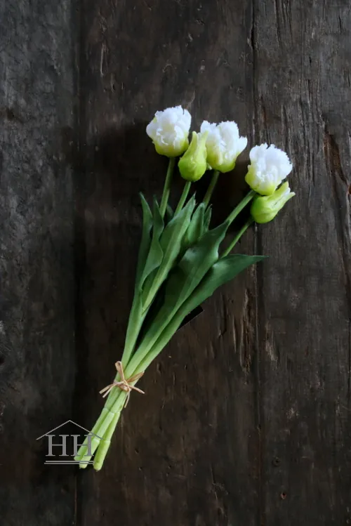 Kunst papegaai tulpen wit – 40cm – 5 stelen