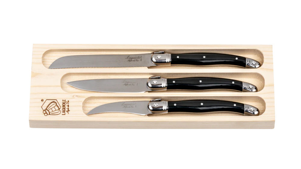 Laguiole Style de Vie Premium Line – 3-delige Keukenmesjesset – Zwart