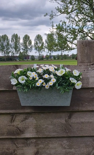 Set zinken plantenbak met ophangarmen 40 cm met UV-kunstplanten