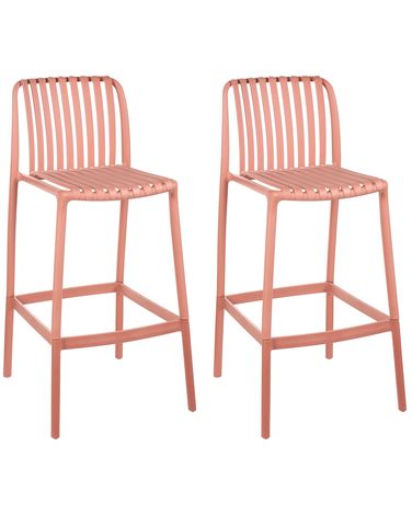 Set van 2 barstoelen ARICCIA 2 in 1 Synthetisch materiaal Lichtrood