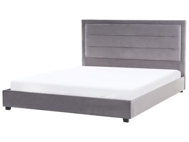 Bed Fluweel ROUEN 180 x 200 cm Donkergrijs