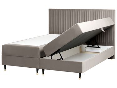 Boxspring met opbergruimte Fluweel DAME 180 x 200 cm Taupe