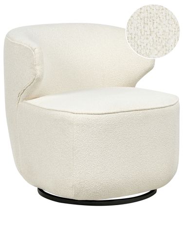Draaifauteuil MOLLEBY Bouclé Gebroken wit