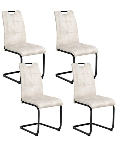 Set van 4 eetkamerstoelen CISCO Stof Lichtbeige