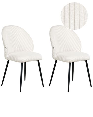 Set van 2 eetkamerstoelen ELOY Corduroy Gebroken wit