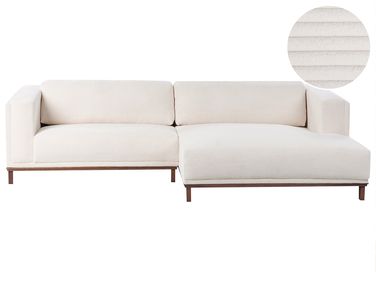 Canapé d'angle 4 places VENG Velours côtelé Beige clair Côté gauche