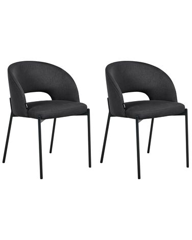 Set van 2 eetkamerstoelen PENNY Stof Zwart