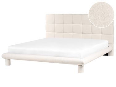 Bed Bouclé CRESSAT 180 x 200 cm Gebroken wit