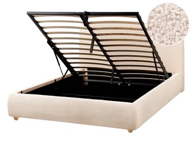 Bed met opbergruimte Bouclé BLAGNAC 140 x 200 cm Lichtbeige