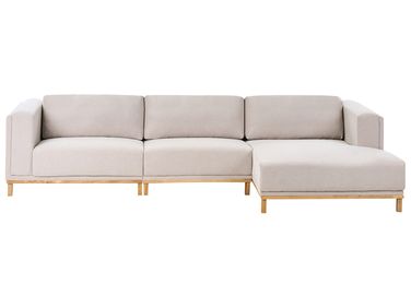 Canapé d'angle 5 places VENG Tissu Beige clair Côté gauche
