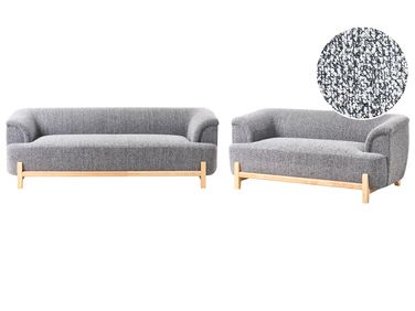 Living Room Set 5 Seater ALNOR Fabric Dark Grey