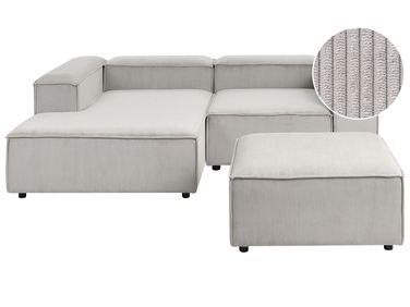 Canapé d'angle modulable 3 places ARDAL Velours côtelé Taupe avec ottoman Côté droit