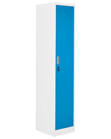 Casier vestiaire à porte simple ATHLETE Métal Blanc/bleu