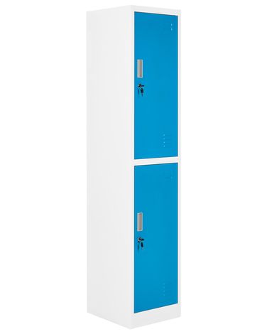 Casier vestiaire à 2 niveaux ATHLETE Métal Blanc/bleu