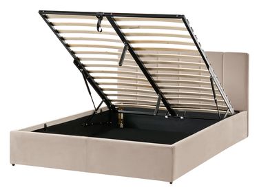 Bed met opbergruimte Fluweel DREUX 140 x 200 cm Taupe