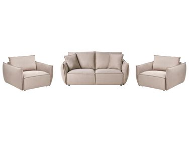 Ensemble de salon 5 places KUNES Tissu Taupe