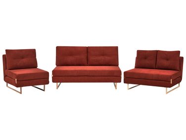 Ensemble de salon 6 places JERSLEV Tissu Rouge