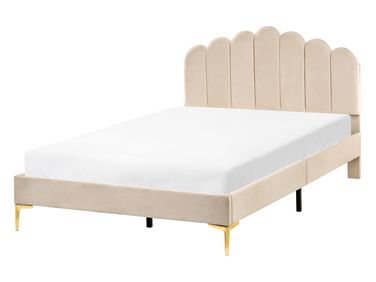 Bed Fluweel SAUVIAN 120 x 200 cm Beige