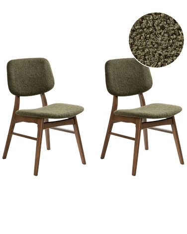 Set van 2 eetkamerstoelen ELAINE Bouclé Donkerbruin/groen