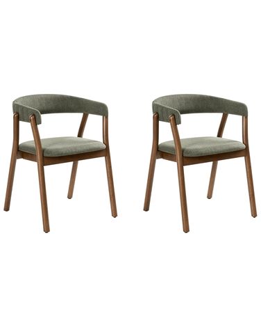Set van 2 eetkamerstoelen MYLO Stof Donkerbruin/groen