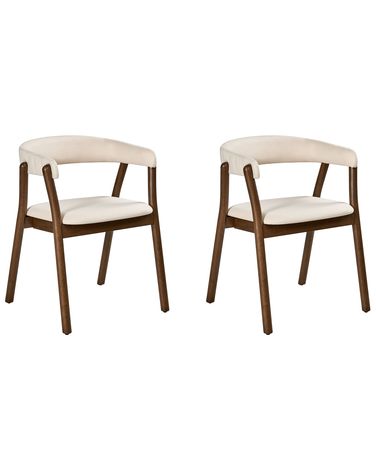 Set van 2 eetkamerstoelen MYLO Stof Gebroken wit/donkerbruin