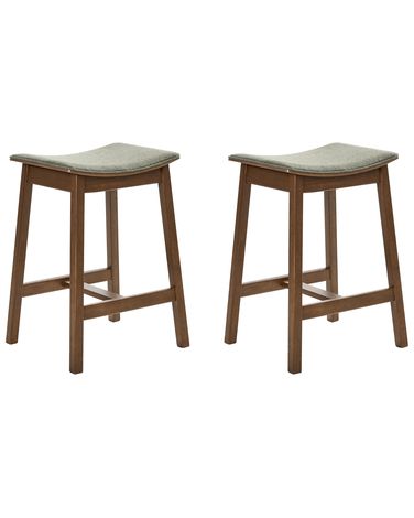Set van 2 barkrukken DIXON Hout Donkerbruin/groen