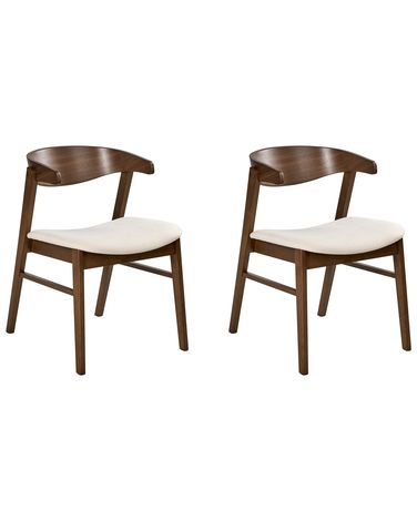 Set van 2 eetkamerstoelen LILLY Stof Bruin/off-white
