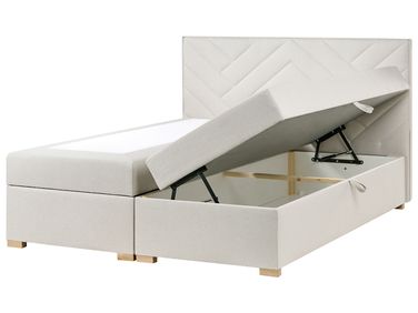 Boxspring met opbergruimte Stof ESQUIRE 180 x 200 cm Gebroken wit