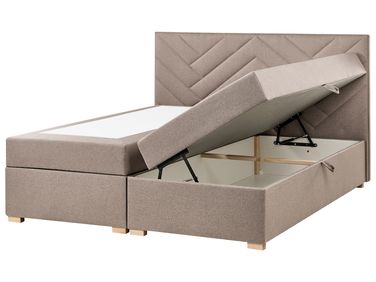 Boxspring met opbergruimte Stof ESQUIRE 180 x 200 cm Taupe